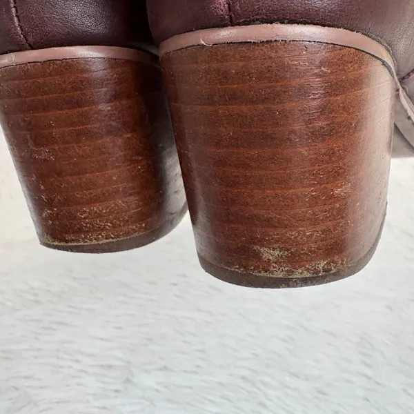 TOMS Leila Leather Ankle Bootie Oxblood Dark Red Zip Closure Size 7 - Image 9
