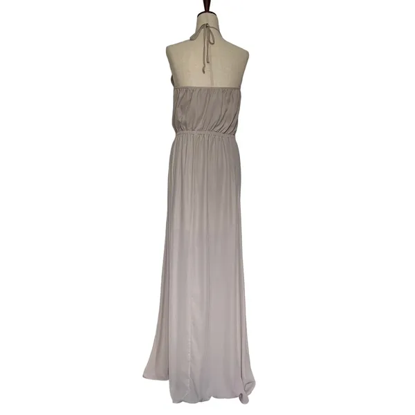 Show Me Your Mumu Halter Maxi Dress Sz M Taupe Sheer Coastal Old Money Neutral - Image 7