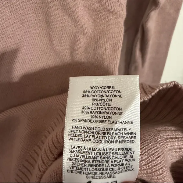 Express fitted crew neck sweater in light mauve pink, size small - Image 4