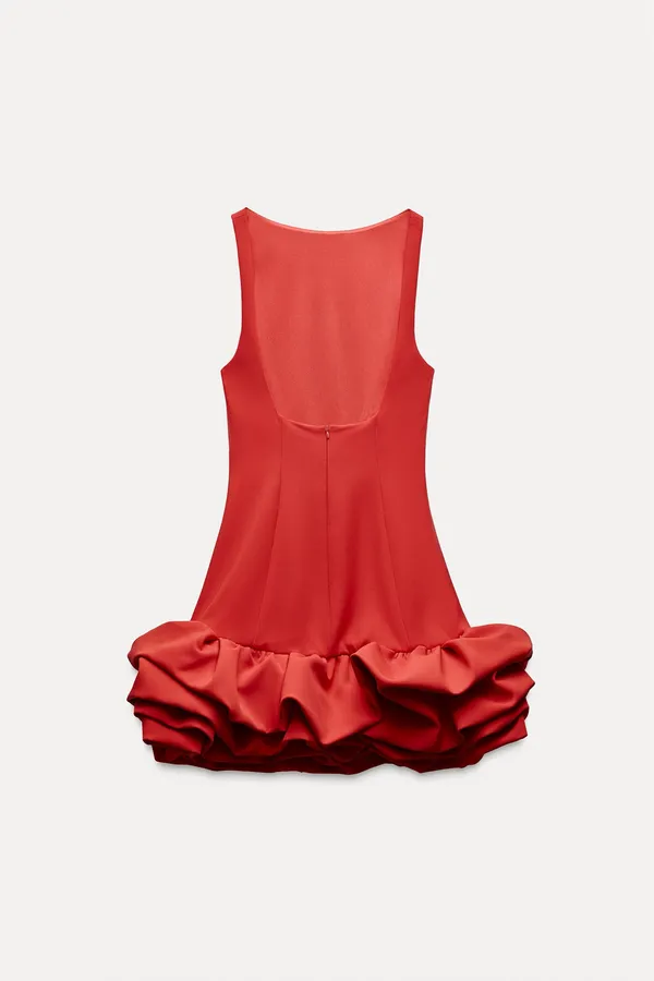 Zara bodysuit dress Red Ruffle skirt bodycon formal evening date coctail - Image 15