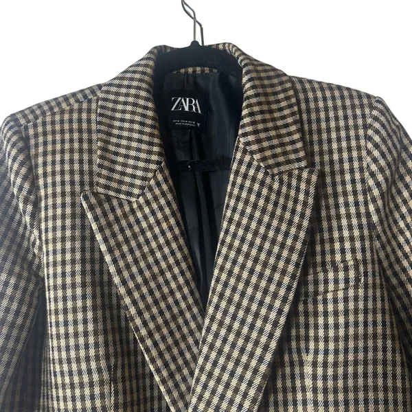 Zara Plaid Blazer Brown Tan - Image 2