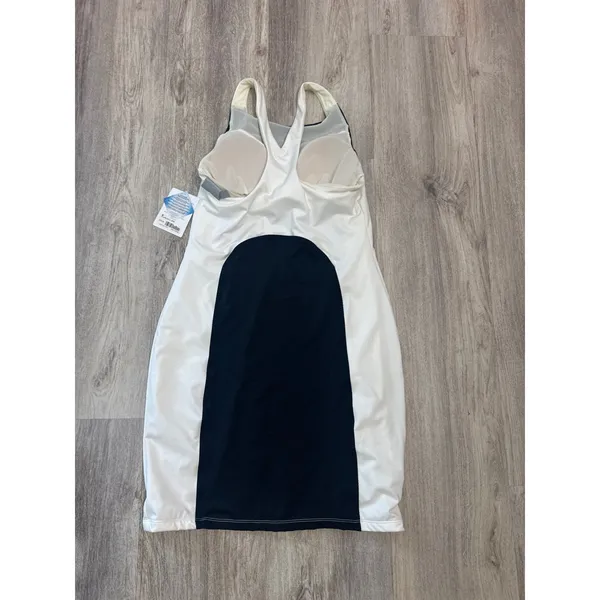 Athleta Colorblock Mini Athletic Swim Dress Black White Built-in Bra Lycra Small - Image 5