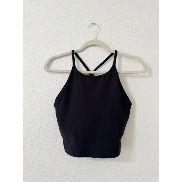 Old Navy Active Go-Dry Black Strappy Back Longline Sports Bra Tank Medium - Image 2