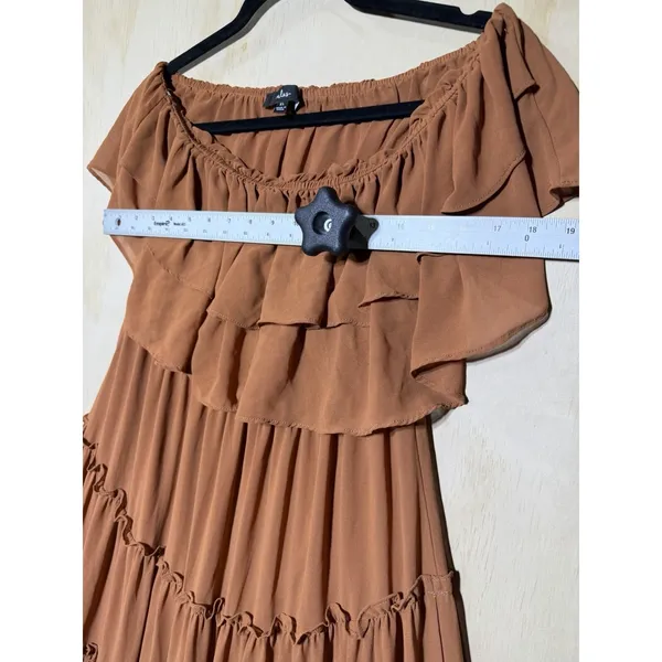 Lulus Chance‎ For Us Light Brown Off-the-Shoulder Ruffled Maxi Dress XL - Image 7