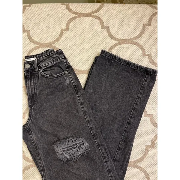 Garage Denim Street Wide Leg Black Distressed Jeans Size 00/23 Y2K - Image 15