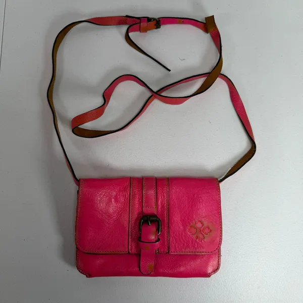 Patricia Nash Torri Hot Pink Leather Small Crossbody Purse Bag Distressed Wallet - Image 2