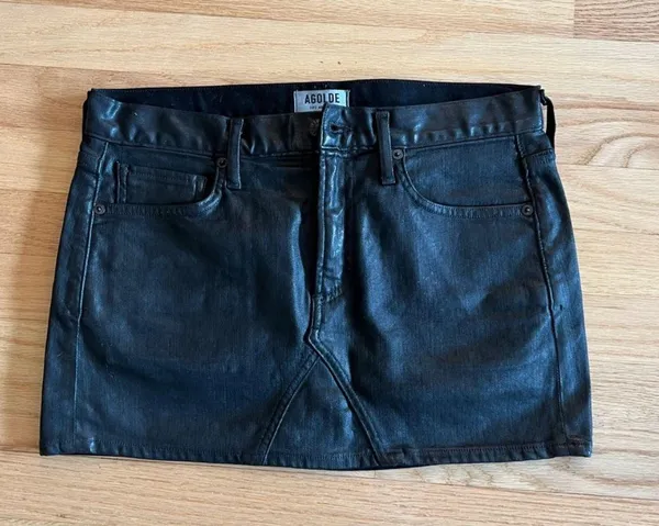 Coated Leather Mini Skirt - Image 4