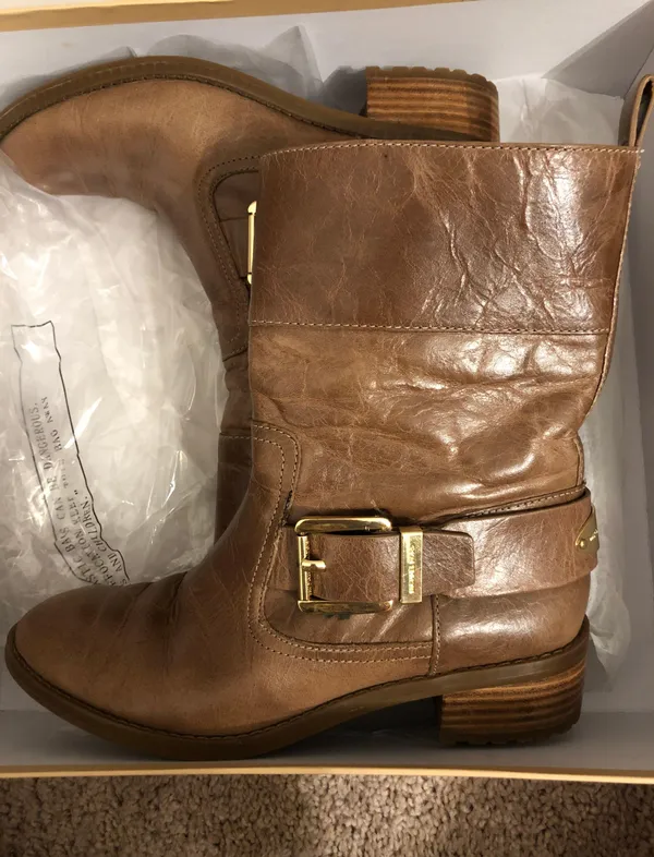 Michael Kors Authentic Khaki Leather Roswell Booties - Image 2