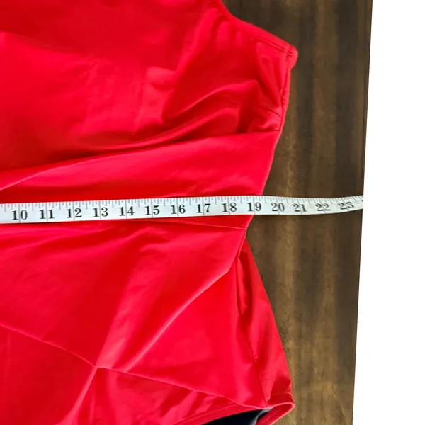 Coastal‎ Blue Womens 3X Red One Shoulder Side Tie Ruched One Piece Swimsuit - Image 12