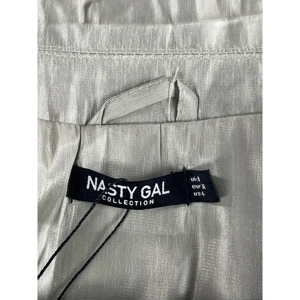 Nasty Gal Satin Cropped Blazer Size 4 Mint Shimmer New With Tag - Image 2