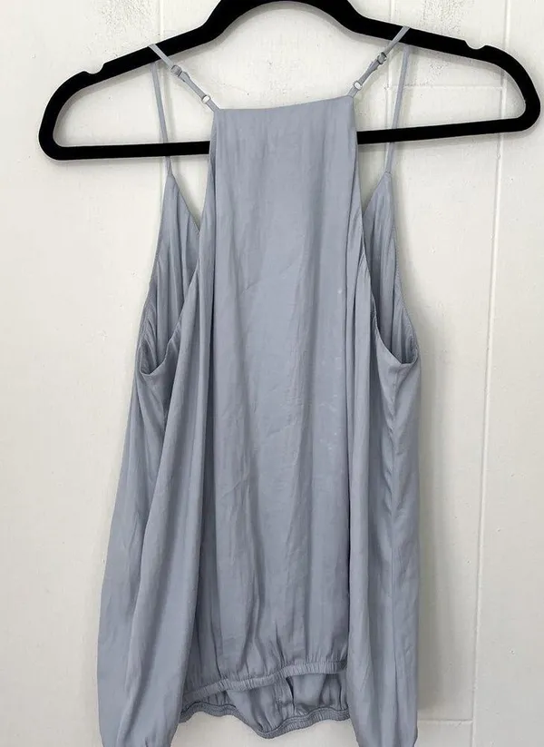 Dolan Sleeveless Blouse Top Light Blue Button Front FLAWS ~ Women’s Size M - Image 2