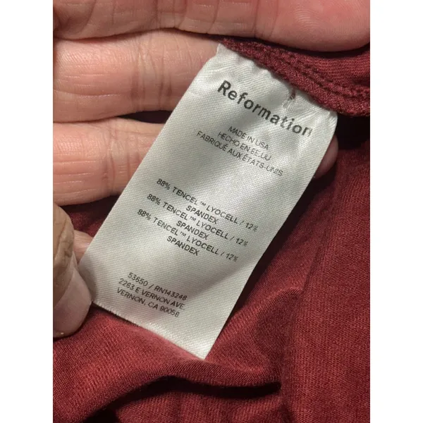 Reformation Coen Dress Burgundy Square Neck Long Sleeve Mini XL - Image 8