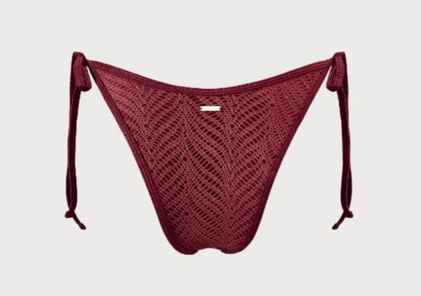 BERLOOK Burgundy Crochet Halter Triangle TOP AND Burgundy Crochet Tie Bottom 52 - Image 10