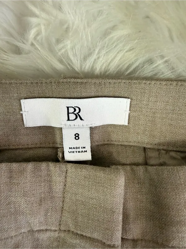 Banana Republic High-Rise Modern Straight Wool Pants Size 8 Khaki - Image 3