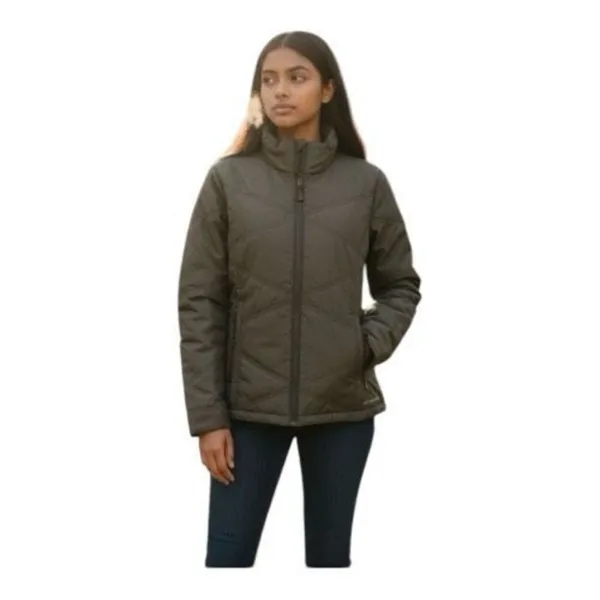 Merrell Grey Quilted Women Jacket Size XS Winter Puffer Zipper Drawstring Hem - Image 10