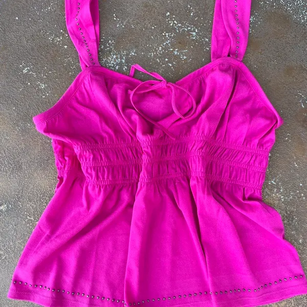 Old Navy Y2k hot pink strappy cami boho tank top sz M - Image 4