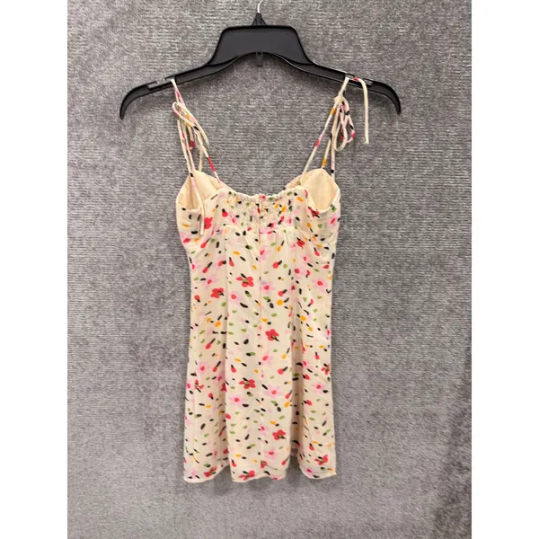 Princess Polly Women Mini Dress 0 Cream Multi Floral Tie Strap Smocked Back - Image 7