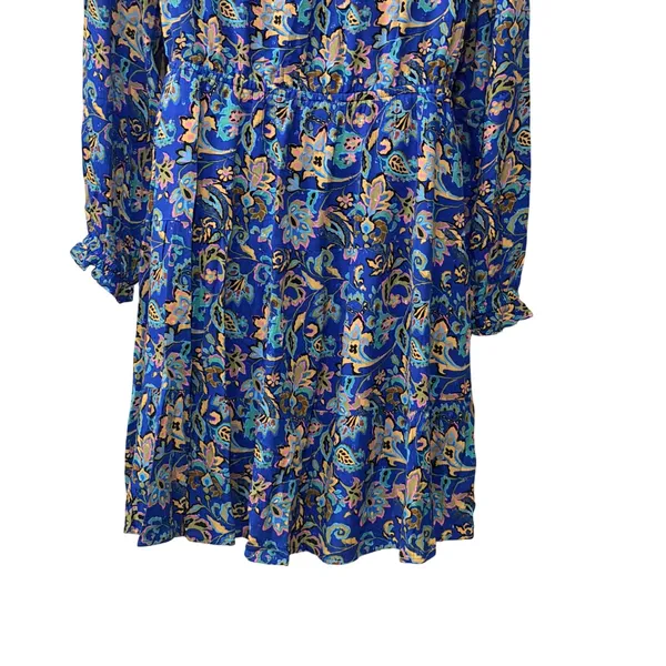 Daniel Rainn Blue Paisley Floral Tiered Mini Dress D52619GCD NWT Medium - Image 5
