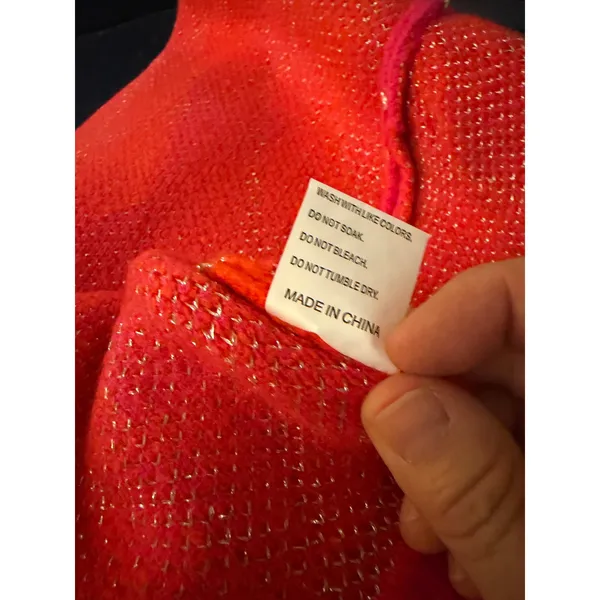 Sunday Up Pink Orange Argyle Cardigan Small Metallic Silver Trim Cropped - Image 10