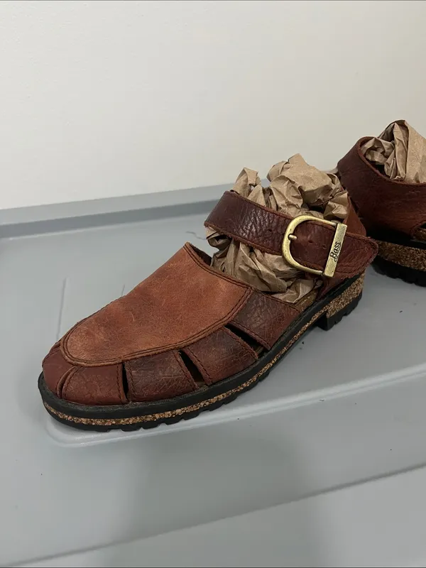 Bass Leather Fisherman Sandals (Sz 8.5) Cognac Brown Cork - Image 4