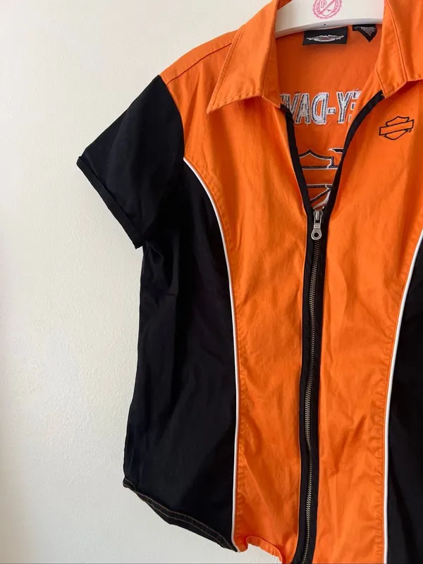 Harley Davidson Zip Up Front Top Woman’s Size Large Y2K 11/2009 - Image 2