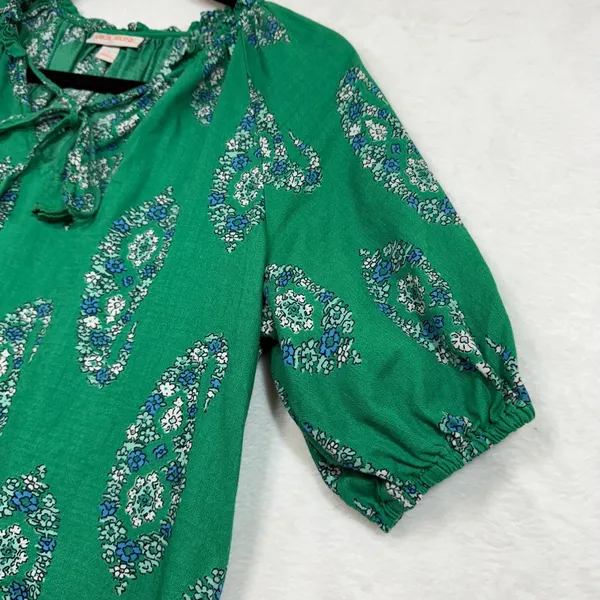 Knox Rose‎ S Green Paisley Peasant Top Boho Floral Puff Sleeve Cottagecore - Image 2