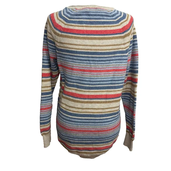 L.L.Bean Sweater Multicolor Striped‎ Cotton Boat Neck Nautical Coastal Classic M - Image 3