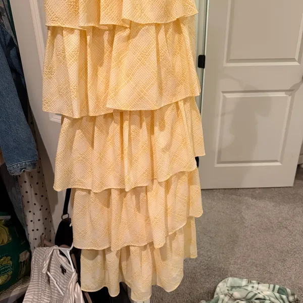 Sofie the Label Dalia Yellow Gingham Tiered Maxi Dress - Image 10