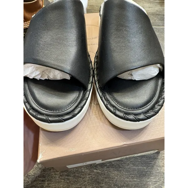 Sarto Franco Sarto‎ A Zoe Black Leather Slide Sandals Braided Accent Size 8 - Image 5