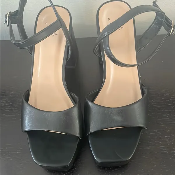 A New Day Black Platform Sandals with Ankle Strap - Image 2