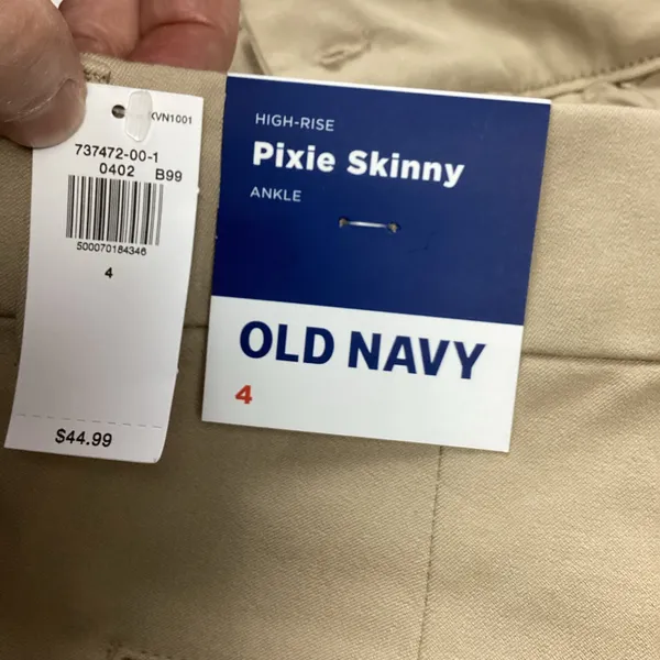 Old Navy High Rise Pixie Skinny Tan Pants With Smoothing Pockets Size 4 NEW! - Image 3