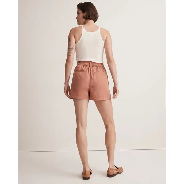 Madewell Orange Neale Linen Blend Shorts Pleated Front Size 2 - Image 2