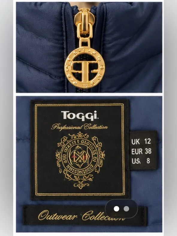 Toggi Professional Collection Navy Quilted Equestrian Vest Gilet UK 12 - Image 4