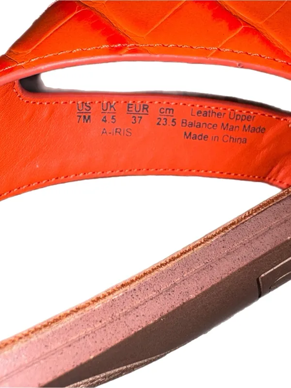 SARTO by Franco Sarto Leather Iris Slingback Sandal Orange Croco New Without Box - Image 6