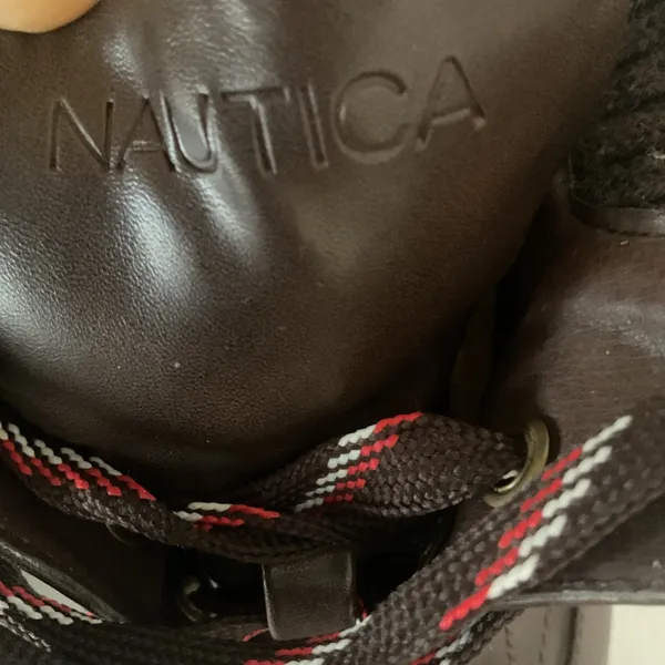 Nautica Women’s Brown Lace Up Wedge Ankle Boots Size 5.5 Knit Cuff - Image 11