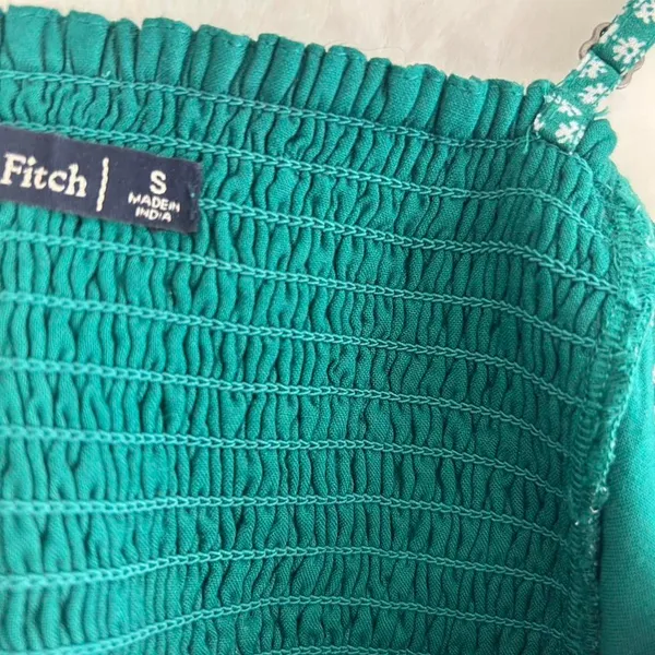 Abercrombie‎ & Fitch Green Floral Smocked Crop Top Womens Small Daisy Cami Tank - Image 6