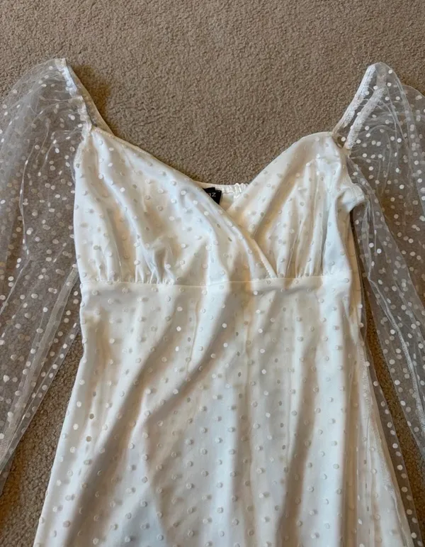 White Sheer Polka Dot Dress - Image 2