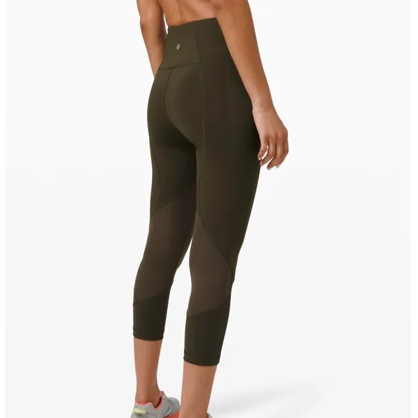 Lululemon Running Leggings Womens 10 Capri Crop Pace Revival High Rise 22" Green - Image 2
