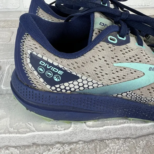 Brooks‎ Divide 3 Trail Running Shoes Womens 7.5 Oyster Cobalt Blue Tint Active - Image 2