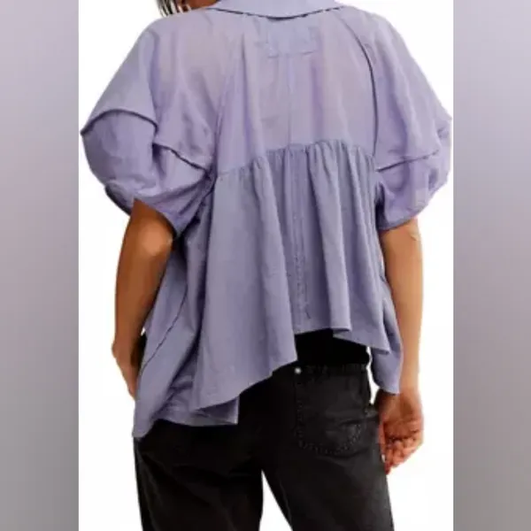 NWT Free People Sunray Babydoll Top in Blue Granite Size Small - Image 2