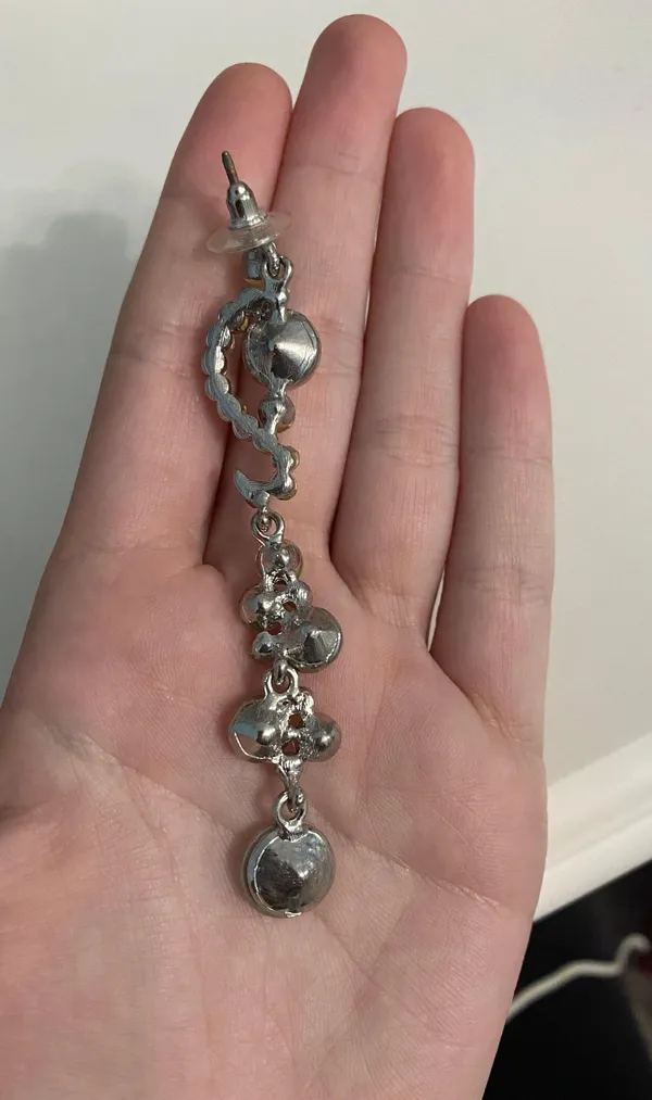 AB Stone Long Earrings Silver - Image 5