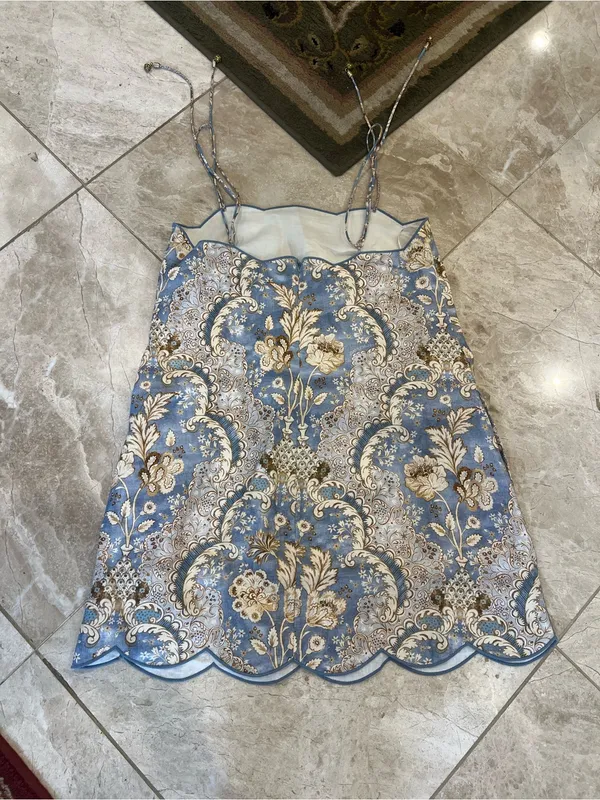 ZIMMERMANN Daylight scalloped printed linen mini dress - Image 3