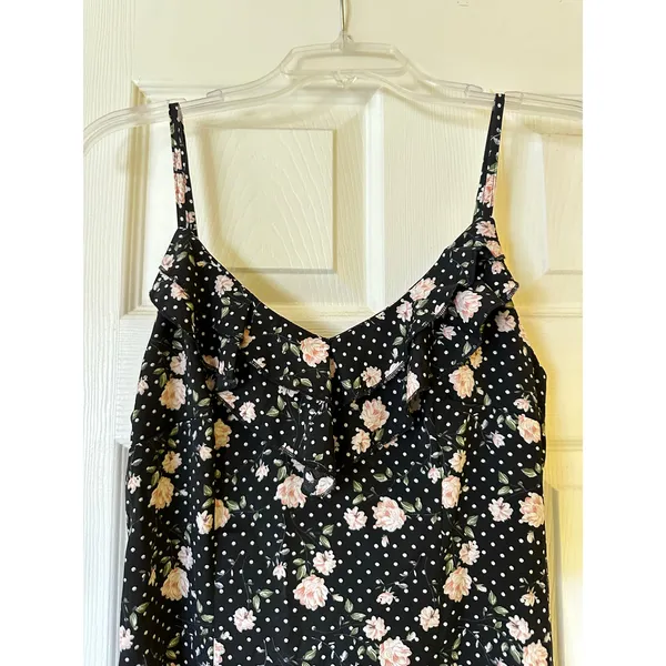 NWT Commense Floral Midi Dress Ruffle Sweetheart Neckline Spaghetti Straps New!! - Image 5