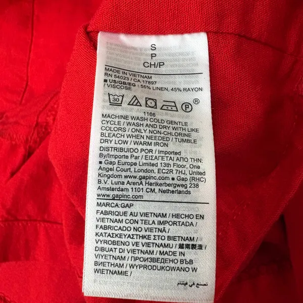 GAP Red Linen Blend Mini Skort Tomato Girl Summer Preppy Resortwear Size Small - Image 5