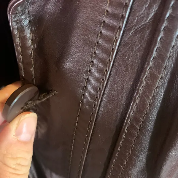 Vintage Dark Brown Leather Trenchcoat Size S/M - Image 8