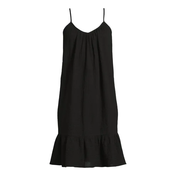 Time and Tru Womens Spaghetti‎ Strap Mini Dress Black Soot Size Medium (8-10) - Image 4