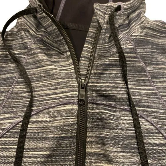 Lululemon Women’s 6 Hoodie Define Jacket Heathered Black White Full‎ Zip Sporty - Image 4