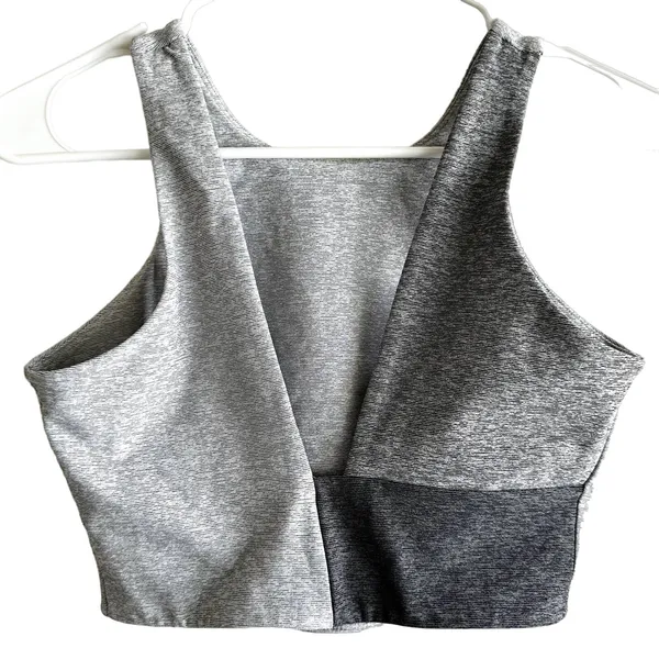Outdoor Voices Venus Crop Top UPF 50+ Colorblock V Back Athletic Gray Small - Image 2
