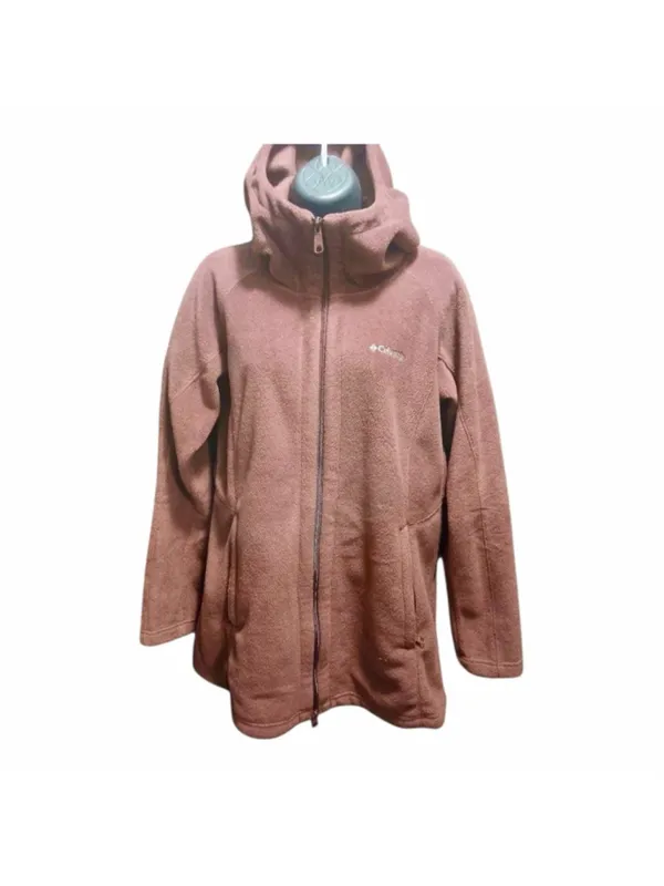 Columbia Women's Hooded Fleece Jacket Maroon Size M INV553 - Image 2