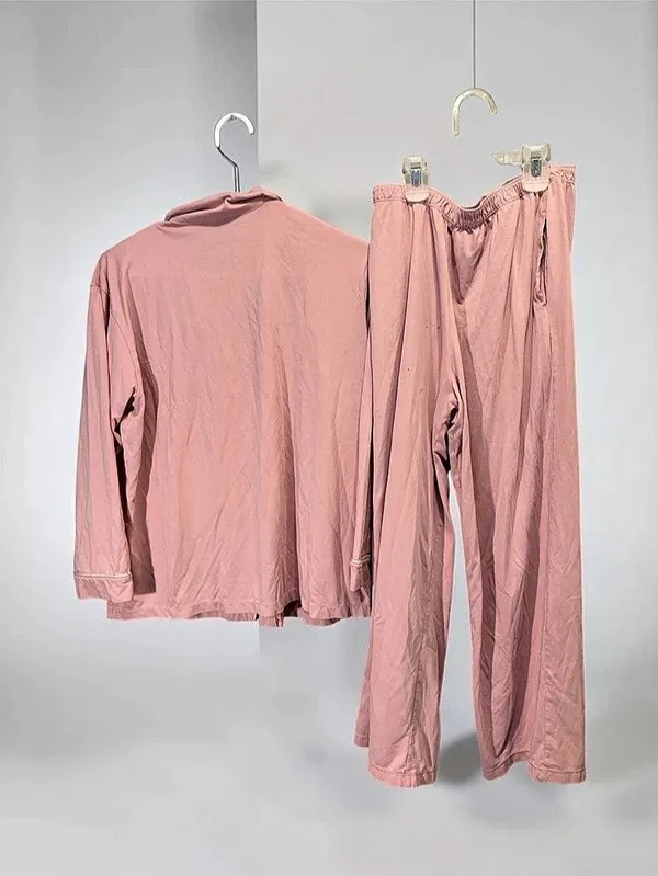 Uniqlo AIRism Pink Pajama Set L Long Sleeve Pants Read Description Flaw - Image 2